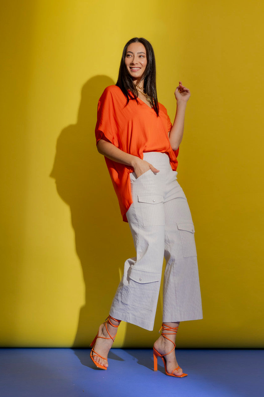 Beige Stripe Cargo Jet Culotte Beige Stripe