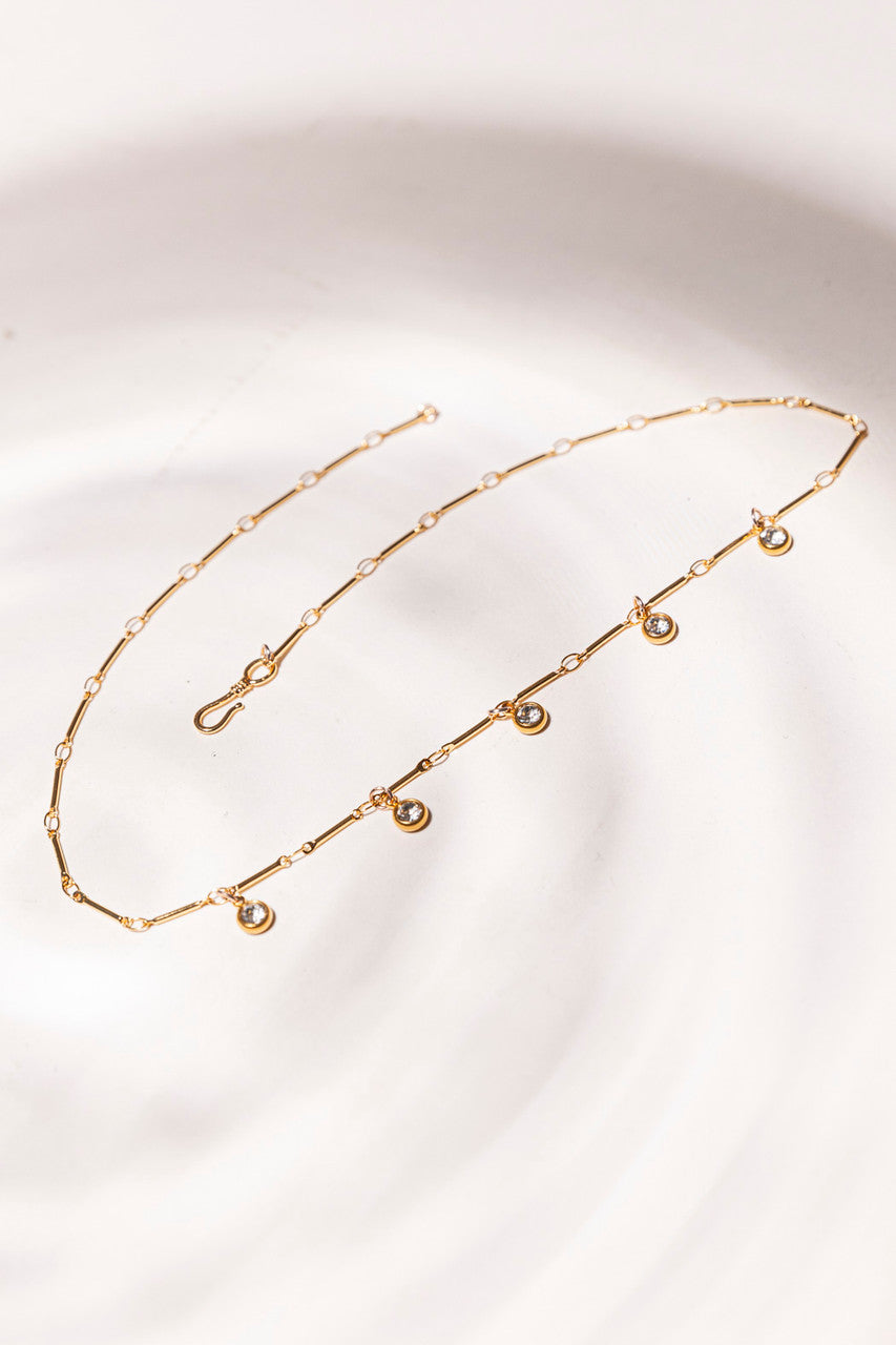 Gold Plated Chain Rhinestone Necklace S