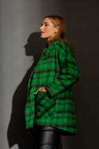 Green Check Hooded Coat Green Check