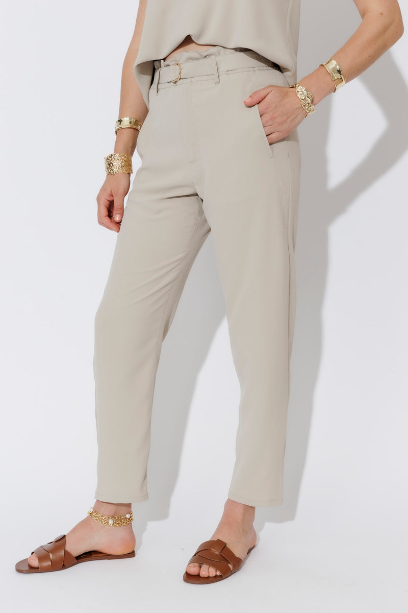 Beige Luxury Paperbag Pant