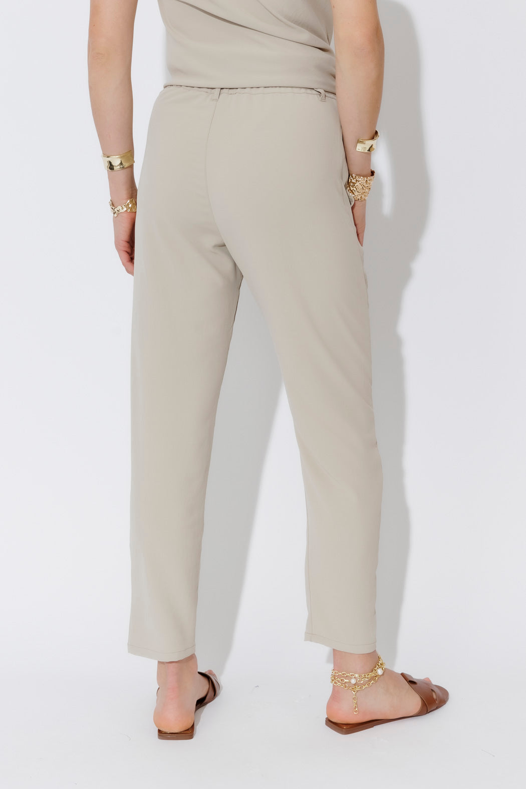 Beige Luxury Paperbag Pant