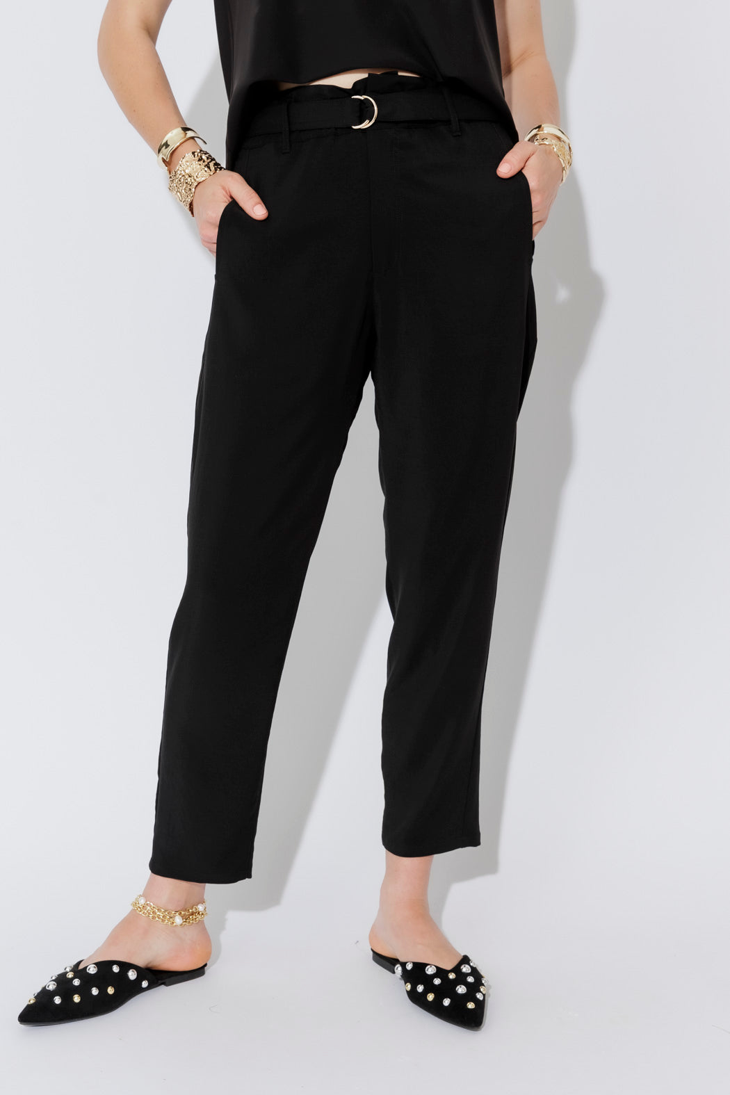 Black Luxury Paperbag Pant