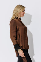 Mocha Glow Cuffed Blogger Shirt