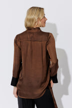 Mocha Glow Cuffed Blogger Shirt