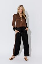 Mocha Glow Cuffed Blogger Shirt