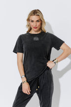 Charcoal Washed Cotton Emblem T-Shirt