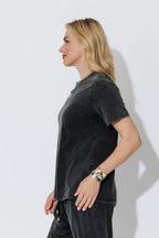 Charcoal Washed Cotton Emblem T-Shirt