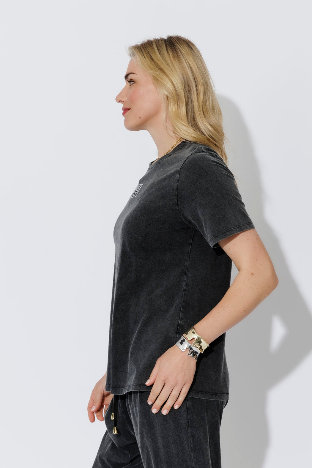 Charcoal Washed Cotton Emblem T-Shirt