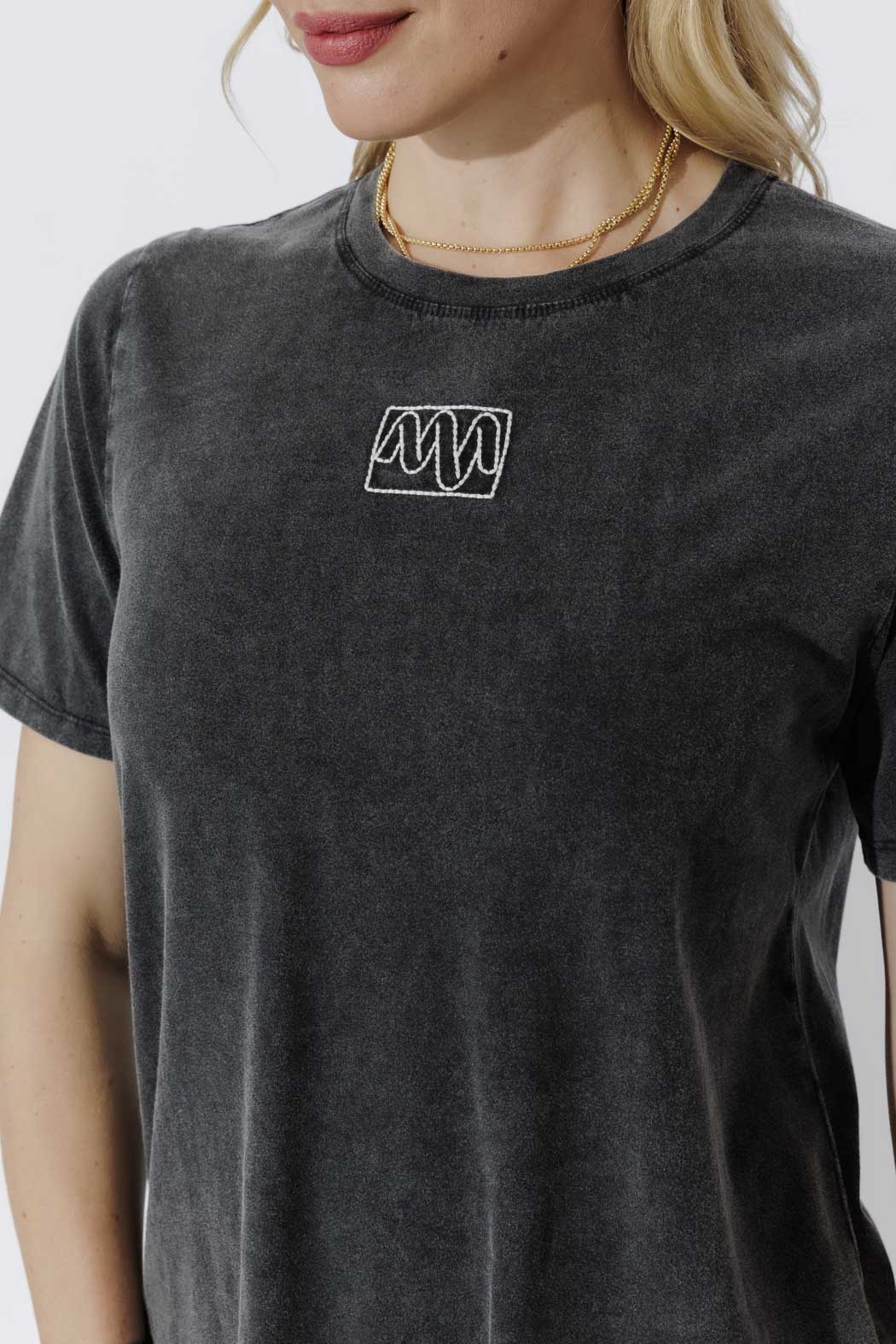Charcoal Washed Cotton Emblem T-Shirt