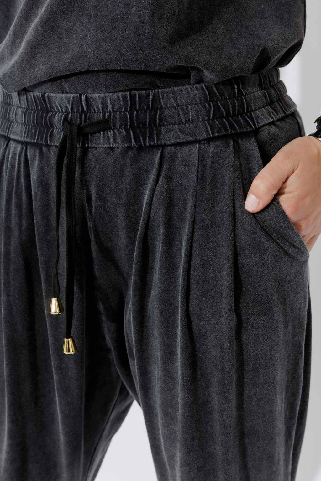 Charcoal Washed Cotton Slouch Pant