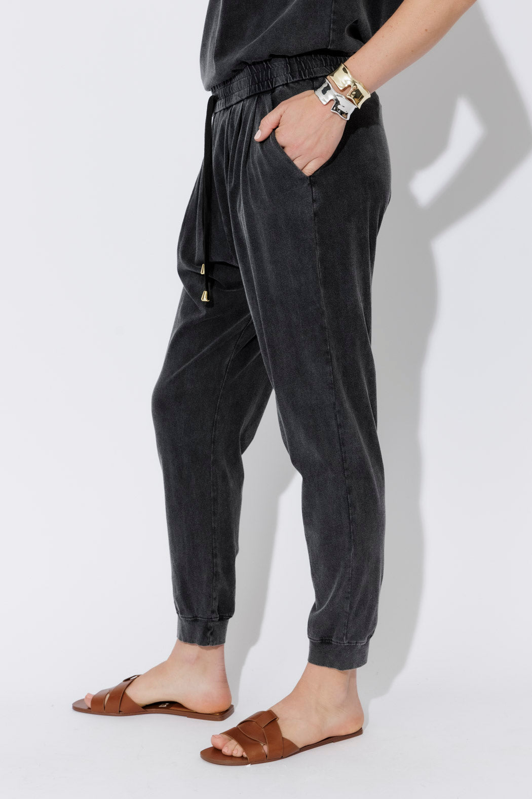 Charcoal Washed Cotton Slouch Pant