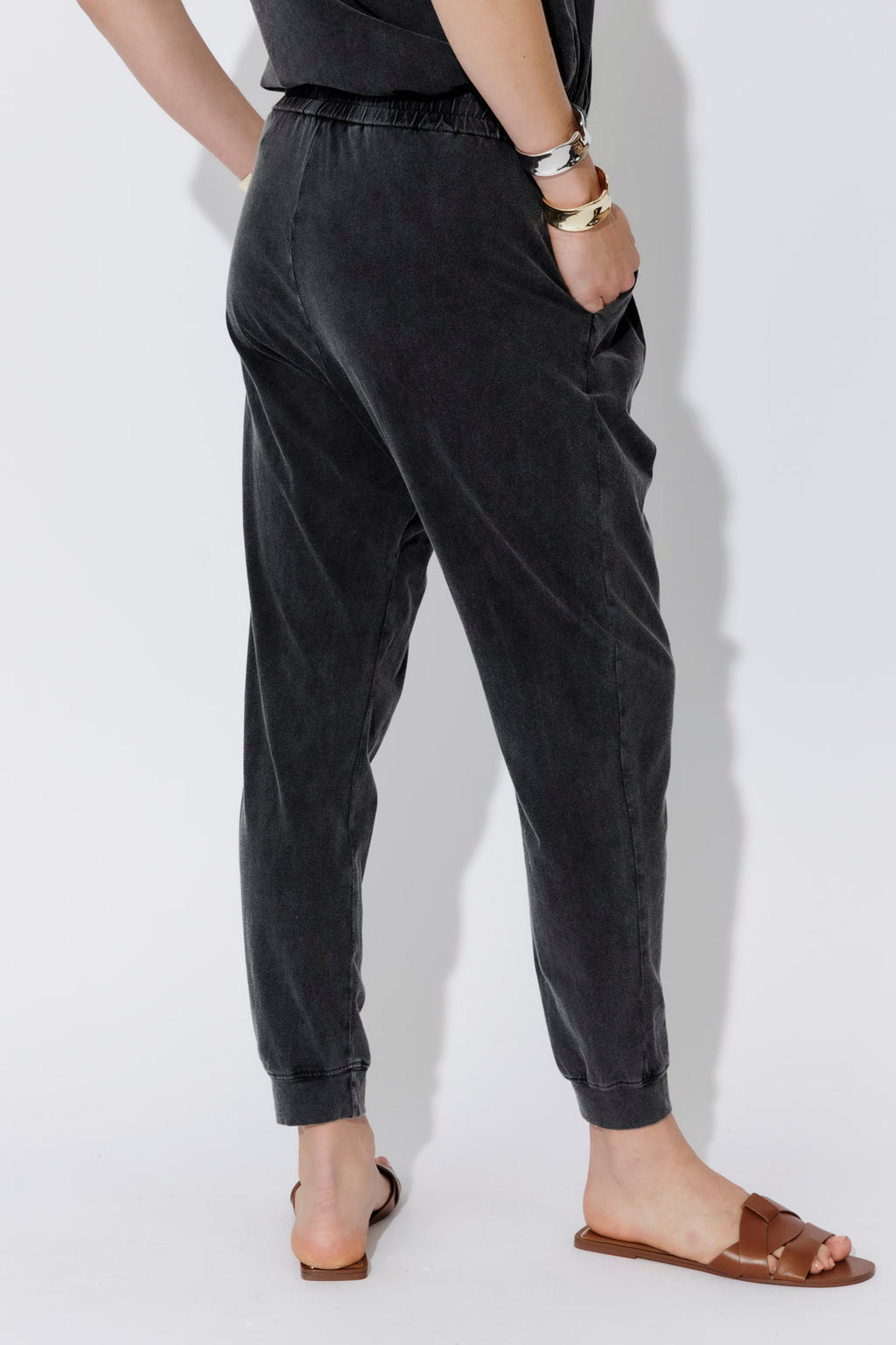 Charcoal Washed Cotton Slouch Pant