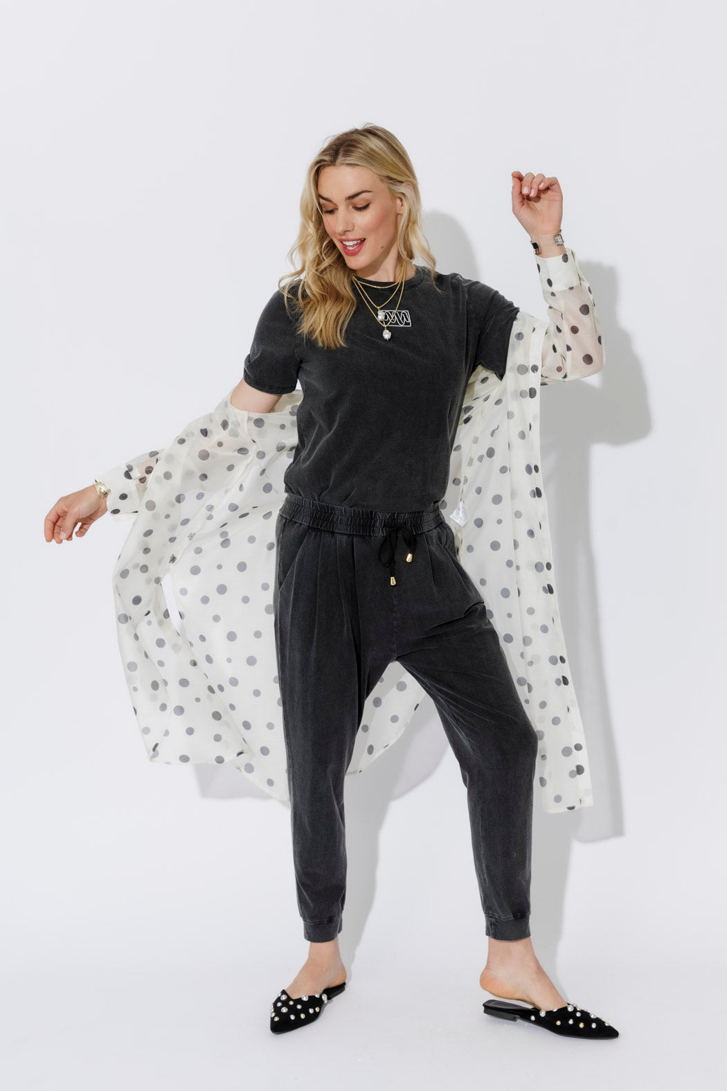 Charcoal Washed Cotton Slouch Pant