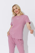 Pink Washed cotton Emblem T-Shirt