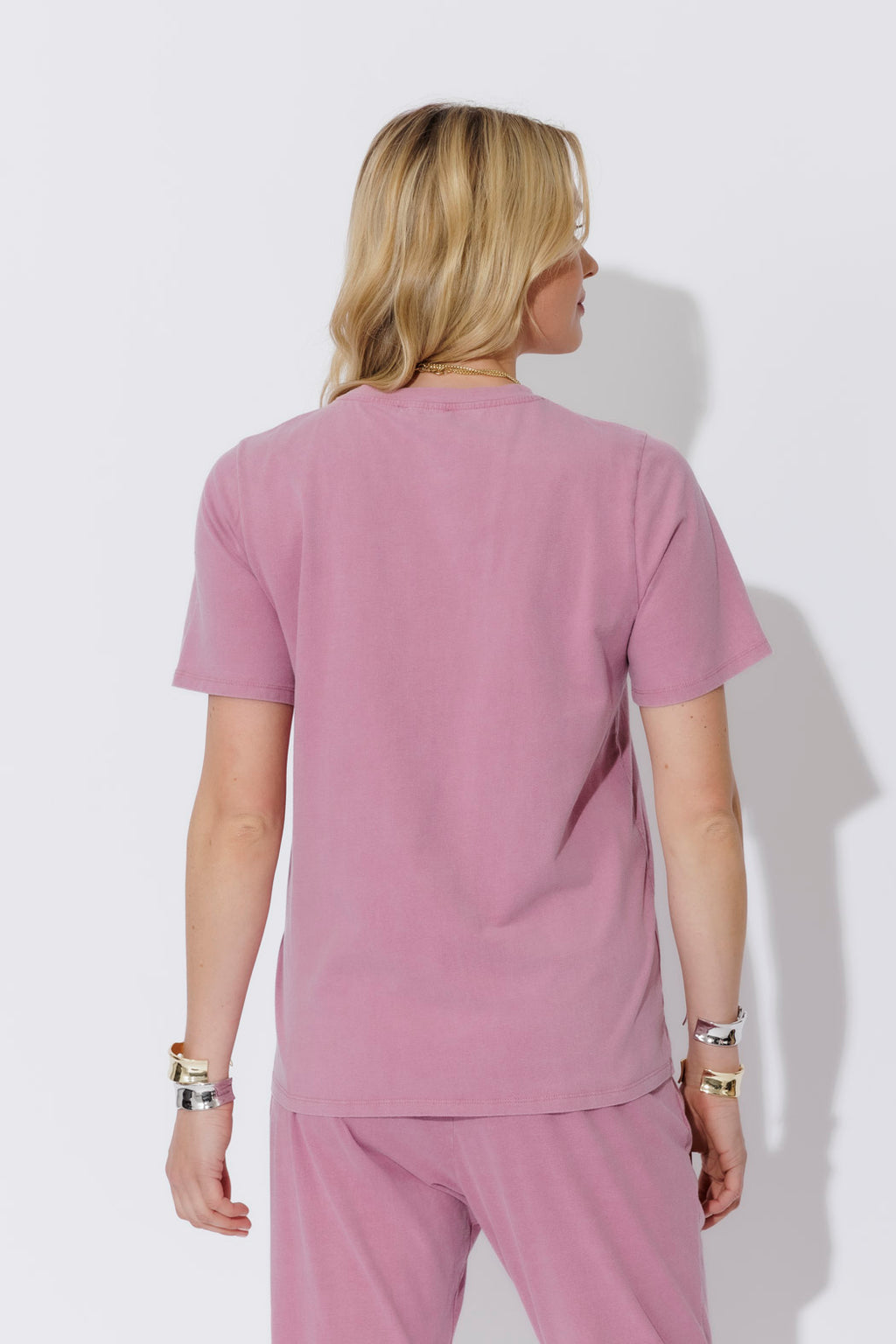 Pink Washed cotton Emblem T-Shirt