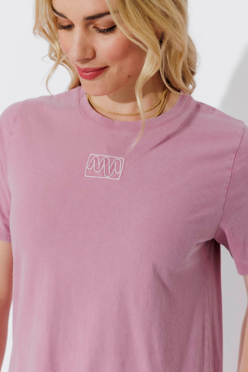Pink Washed cotton Emblem T-Shirt