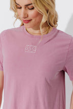 Pink Washed cotton Emblem T-Shirt