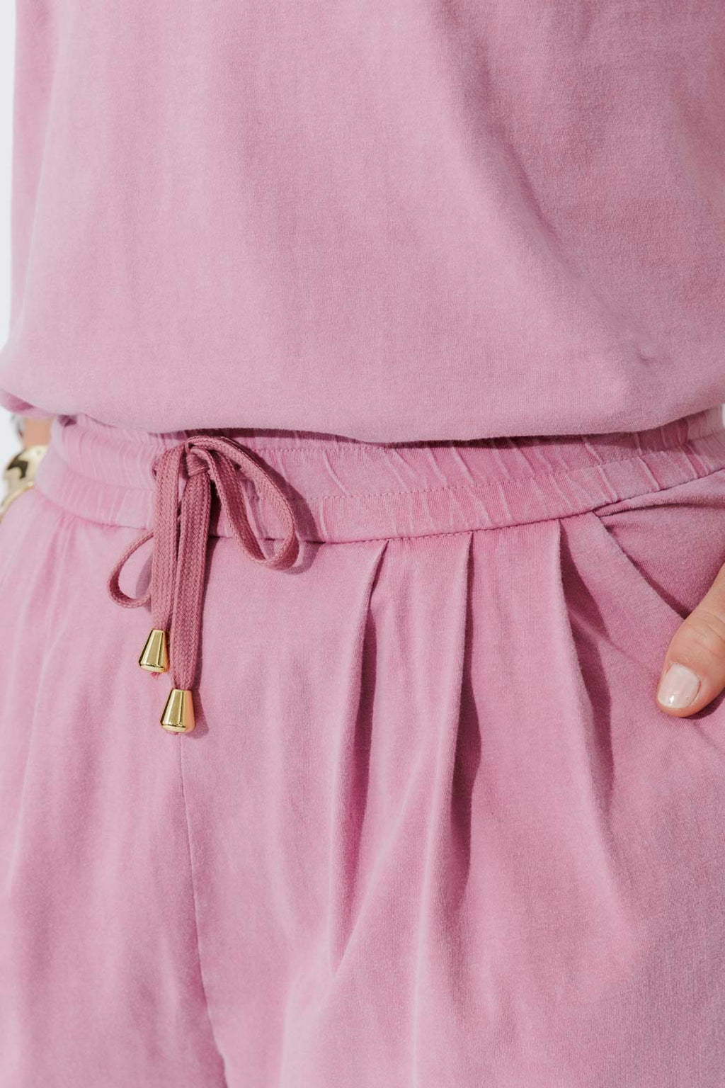 Pink Washed Cotton Slouch Pant