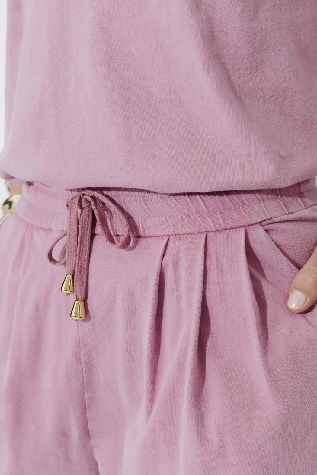 Pink Washed Cotton Slouch Pant