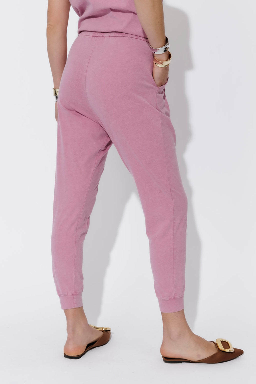Pink Washed Cotton Slouch Pant