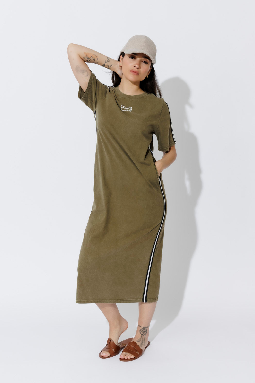 Khaki Washed Cotton Sport Dress