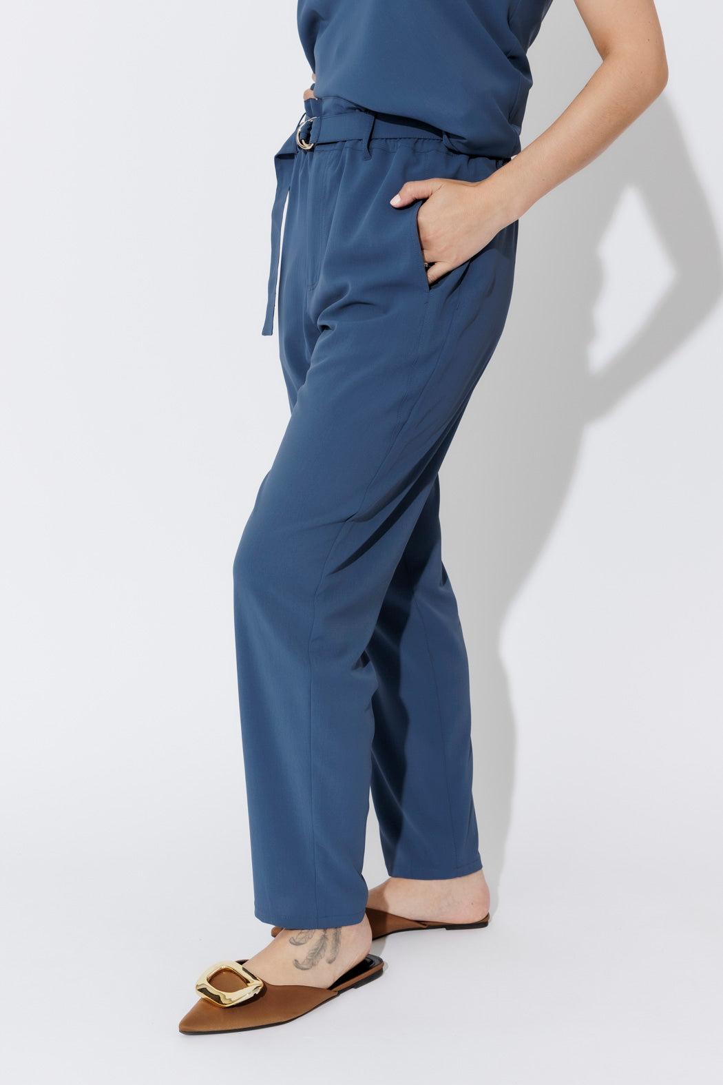 Teal Luxury Paperbag Pant