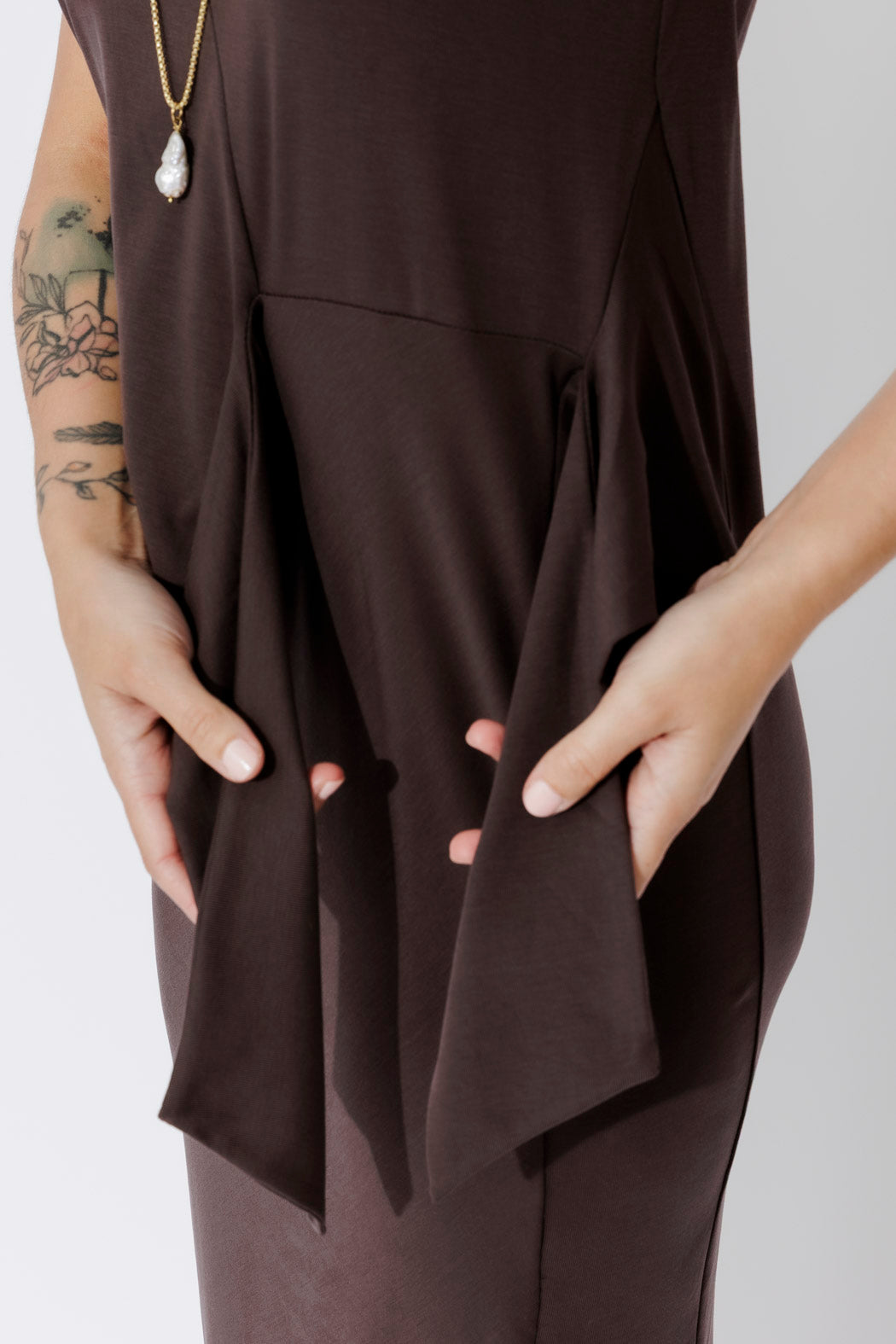 Soft Chocolate Contrast Tencel Harlow Dress