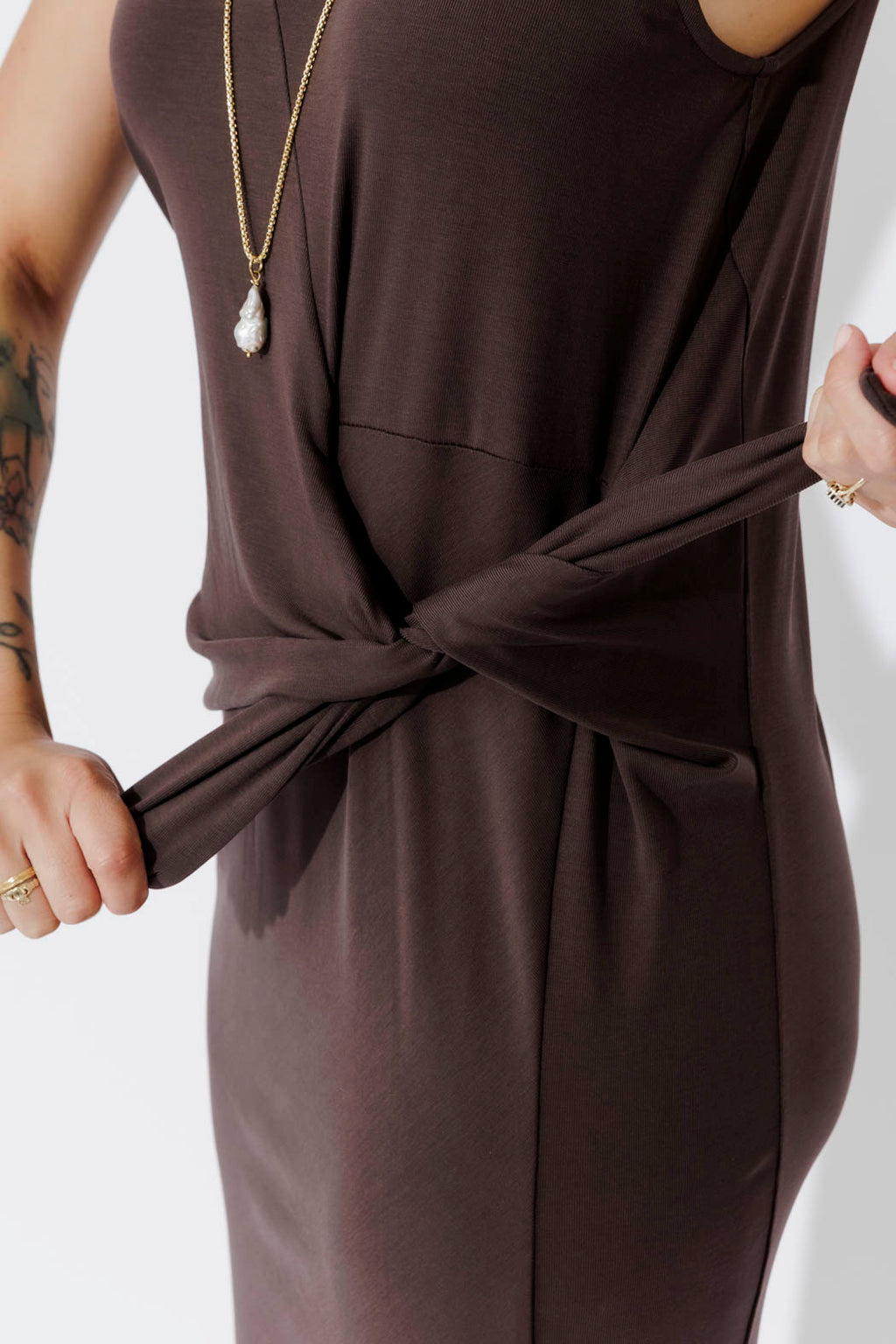 Soft Chocolate Contrast Tencel Harlow Dress