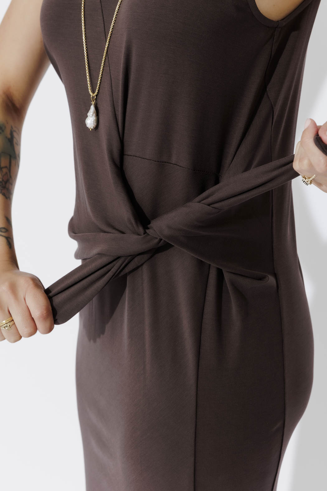Soft Chocolate Contrast Tencel Harlow Dress