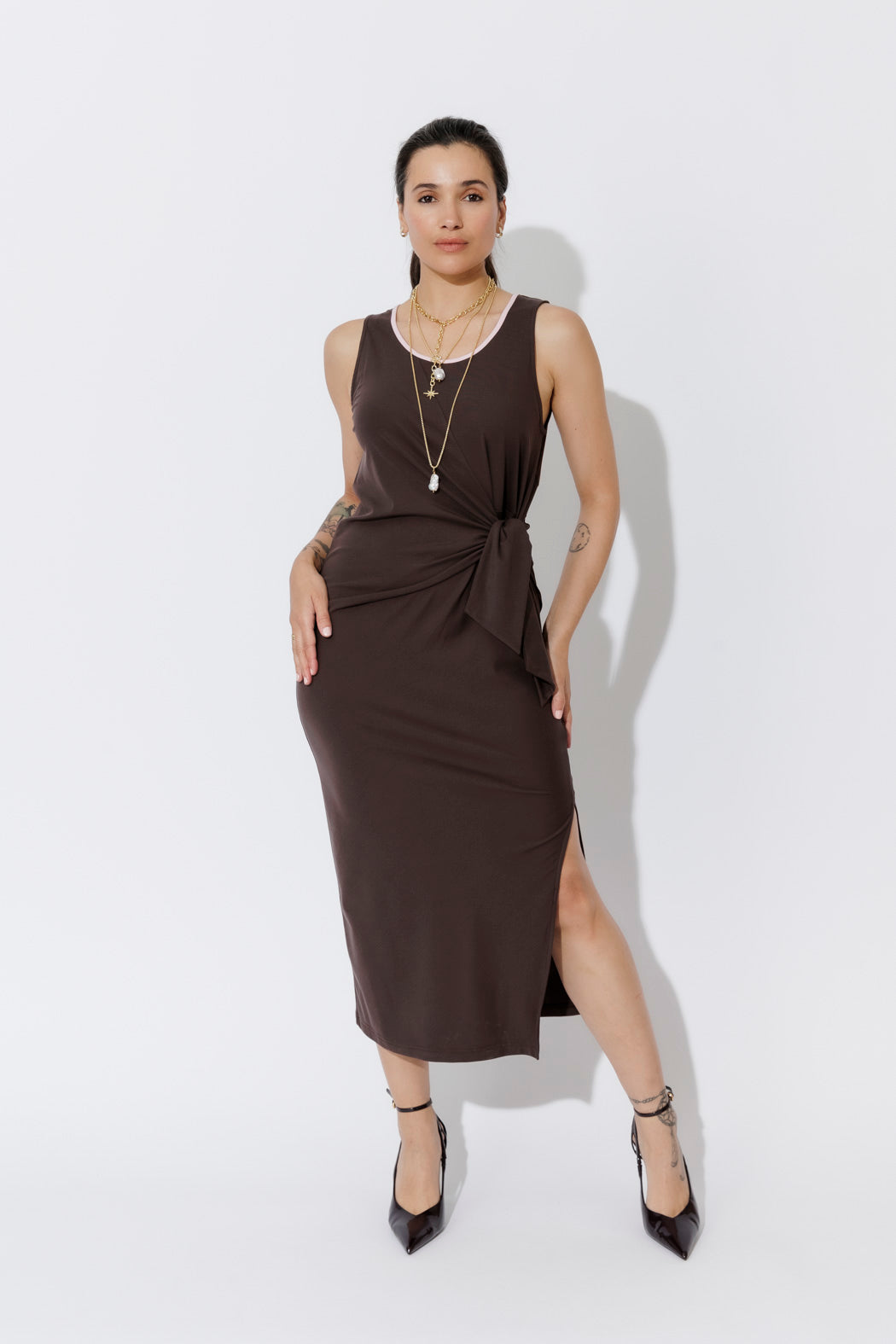 Soft Chocolate Contrast Tencel Harlow Dress