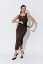 Soft Chocolate Contrast Tencel Harlow Dress