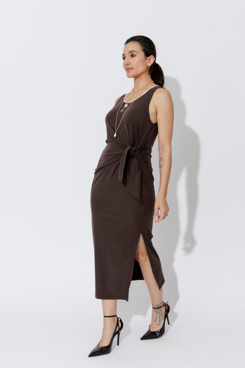 Soft Chocolate Contrast Tencel Harlow Dress