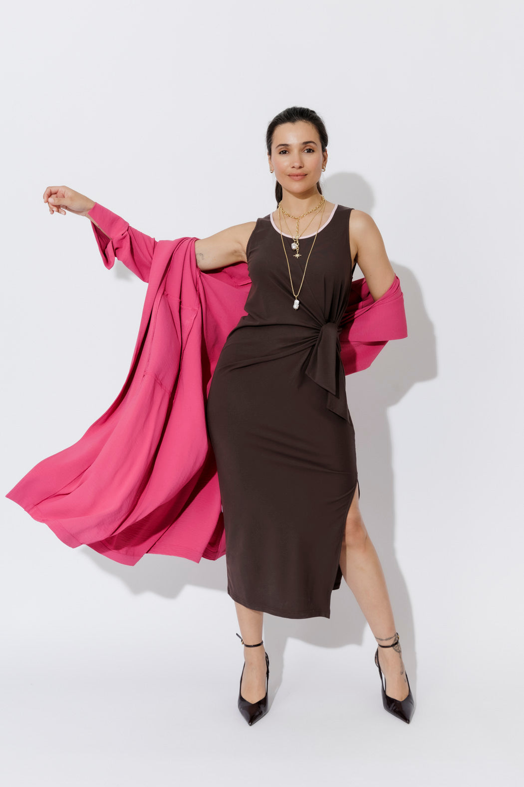Soft Chocolate Contrast Tencel Harlow Dress