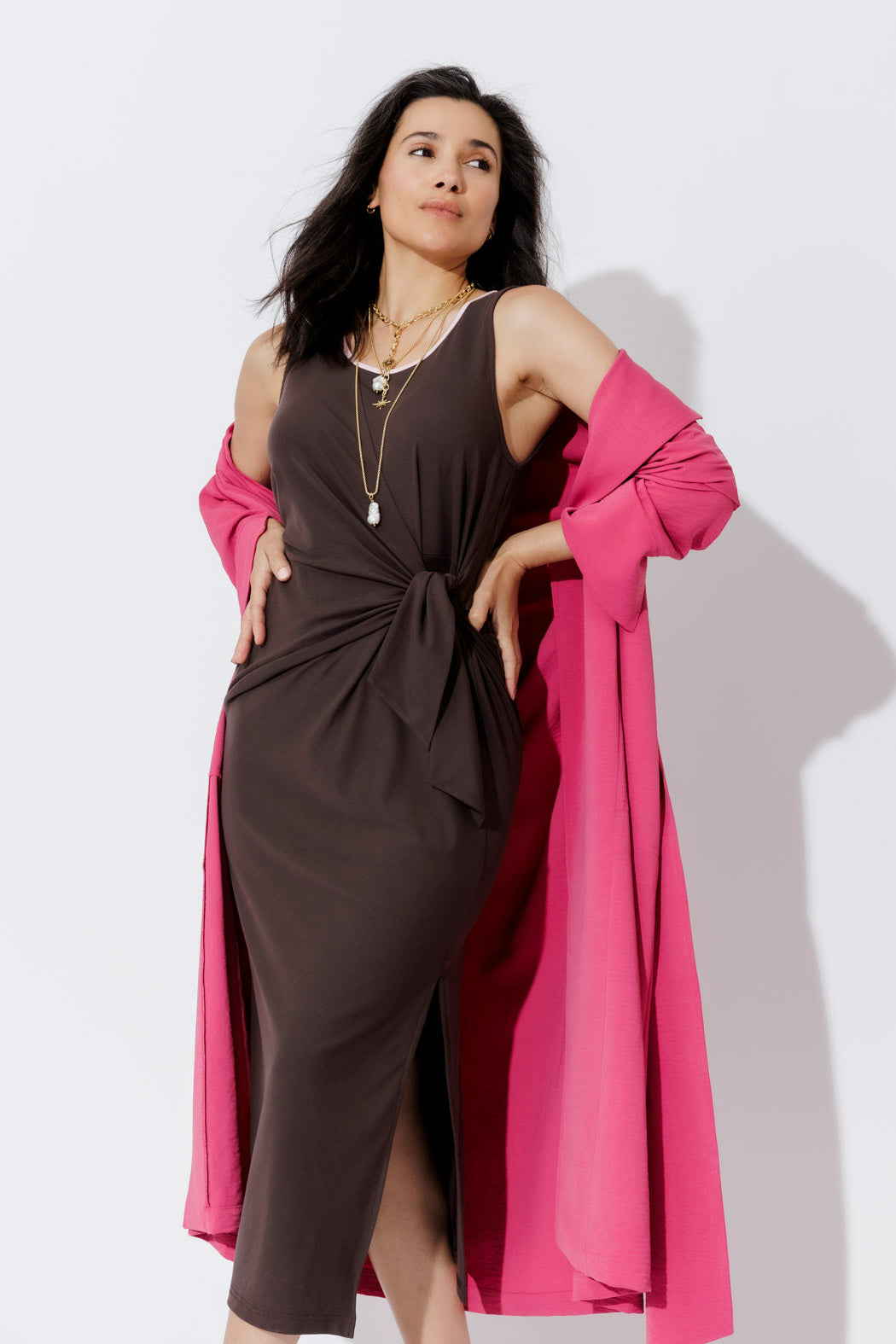 Soft Chocolate Contrast Tencel Harlow Dress