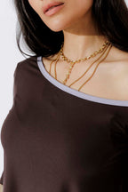 Soft Chocolate Tencel Contrast Off Should Top