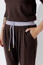 Soft Chocolate Tencel Contrast Slouch Pant