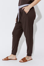 Soft Chocolate Tencel Contrast Slouch Pant