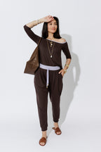 Soft Chocolate Tencel Contrast Off Should Top