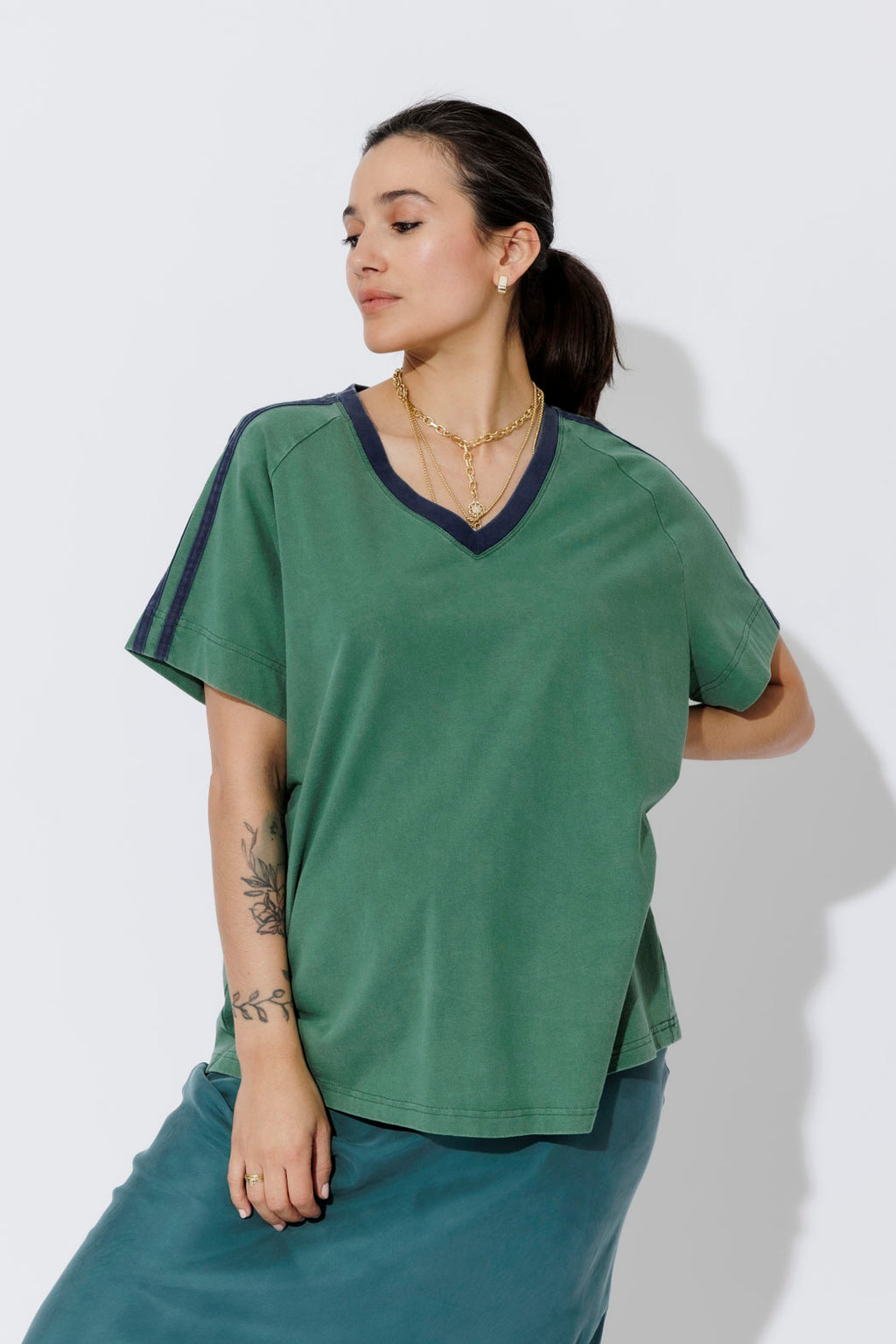 Green Washed Cotton League T-Shirt