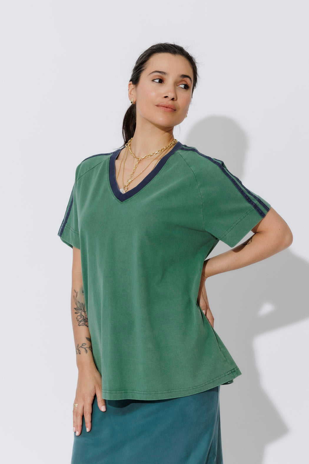 Green Washed Cotton League T-Shirt