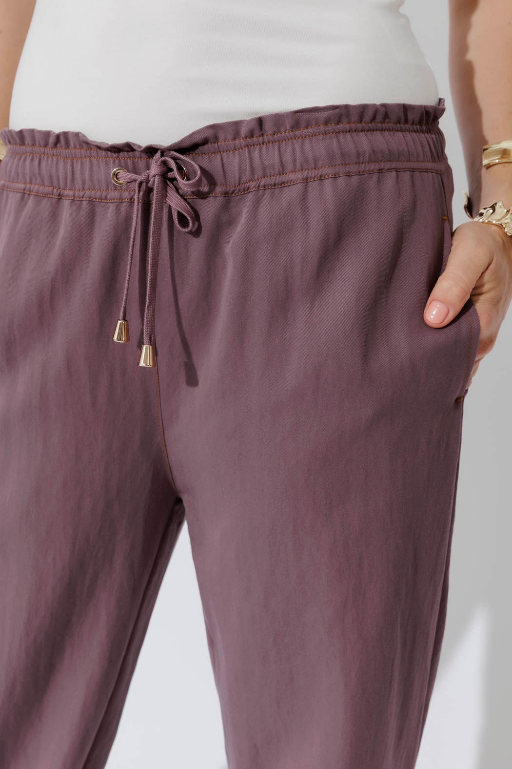 Plum Tie Hem Pant