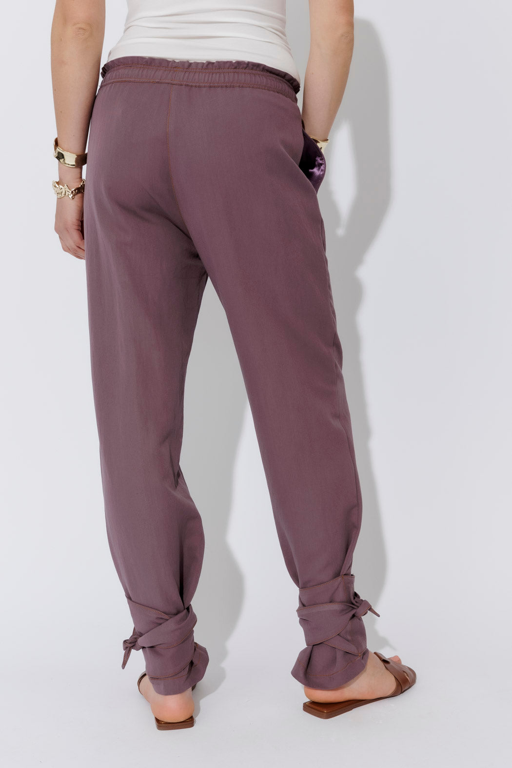 Plum Tie Hem Pant