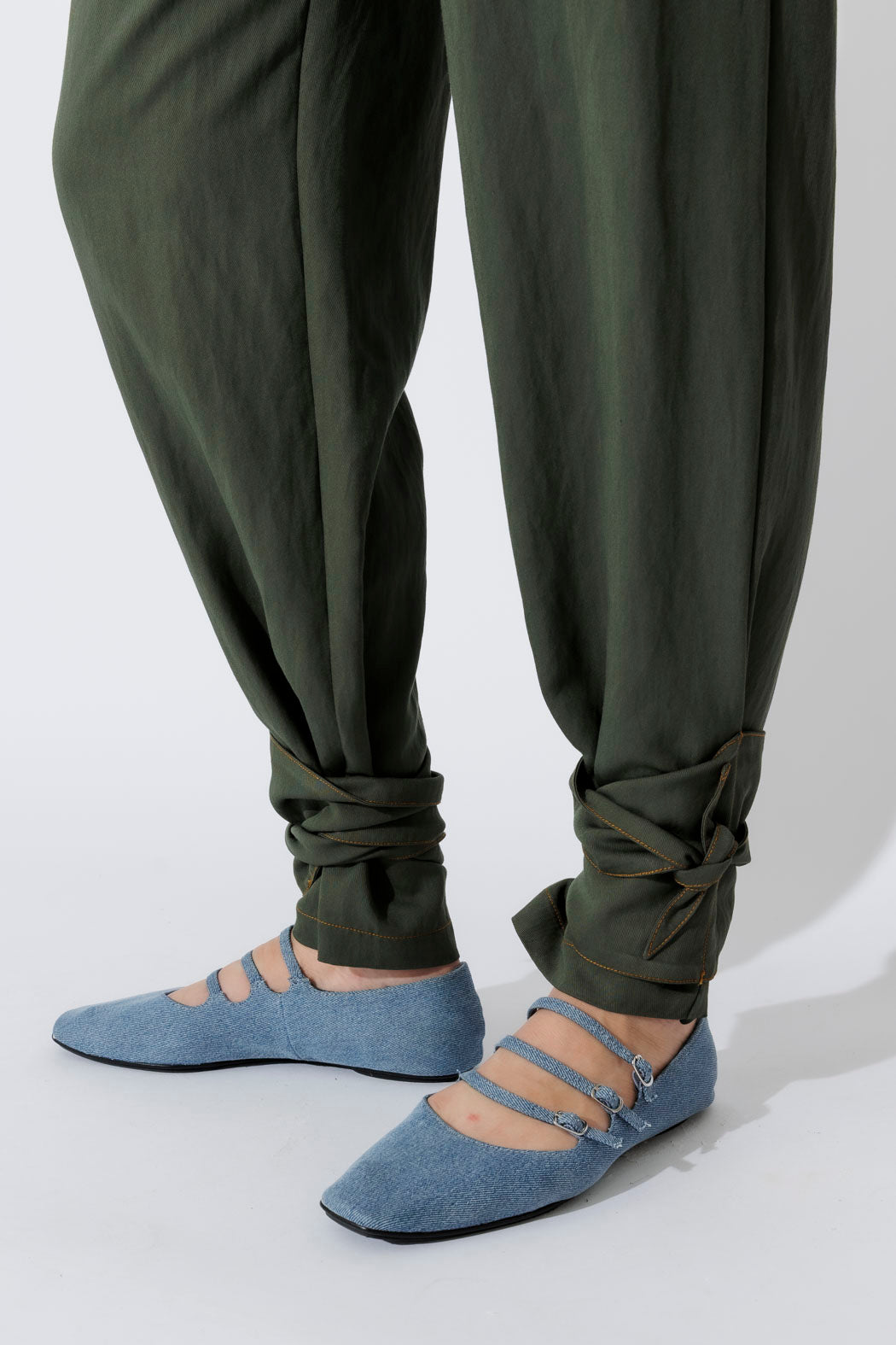 Khaki Tie Hem Pant