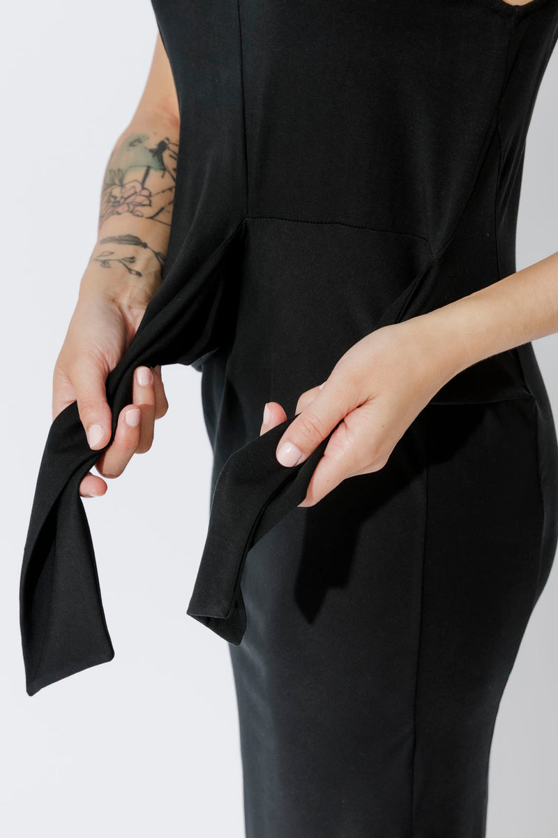 Black Contrast Tencel Harlow Dress