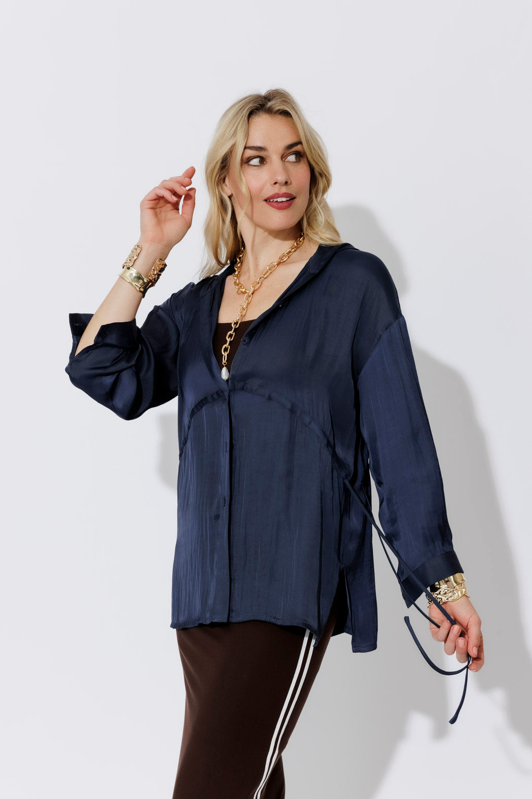 Navy Glow Hooded Shirt