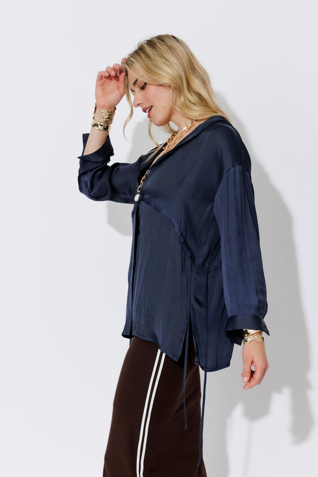Navy Glow Hooded Shirt