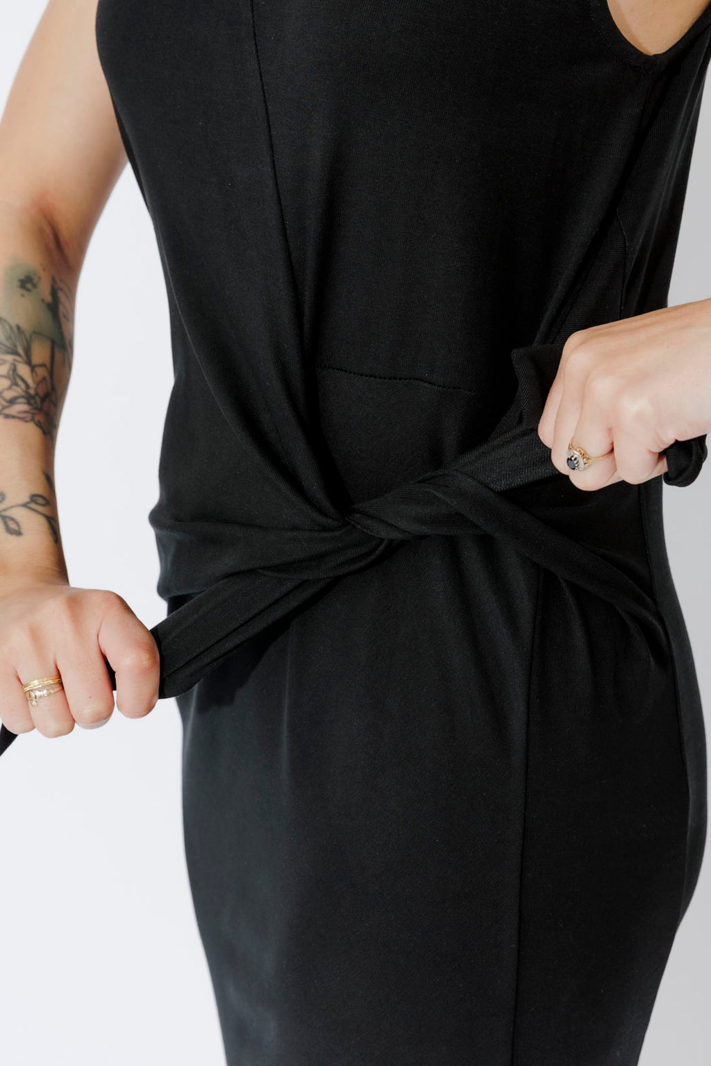 Black Contrast Tencel Harlow Dress