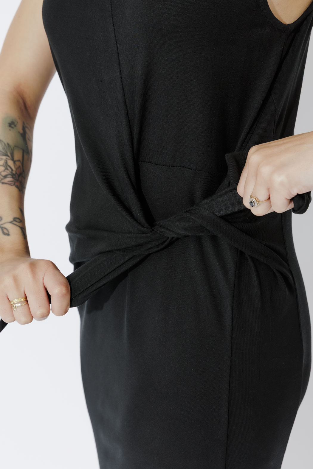 Black Contrast Tencel Harlow Dress