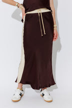 Chocolate Glow Bias Panel Skirt