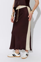 Chocolate Glow Bias Panel Skirt